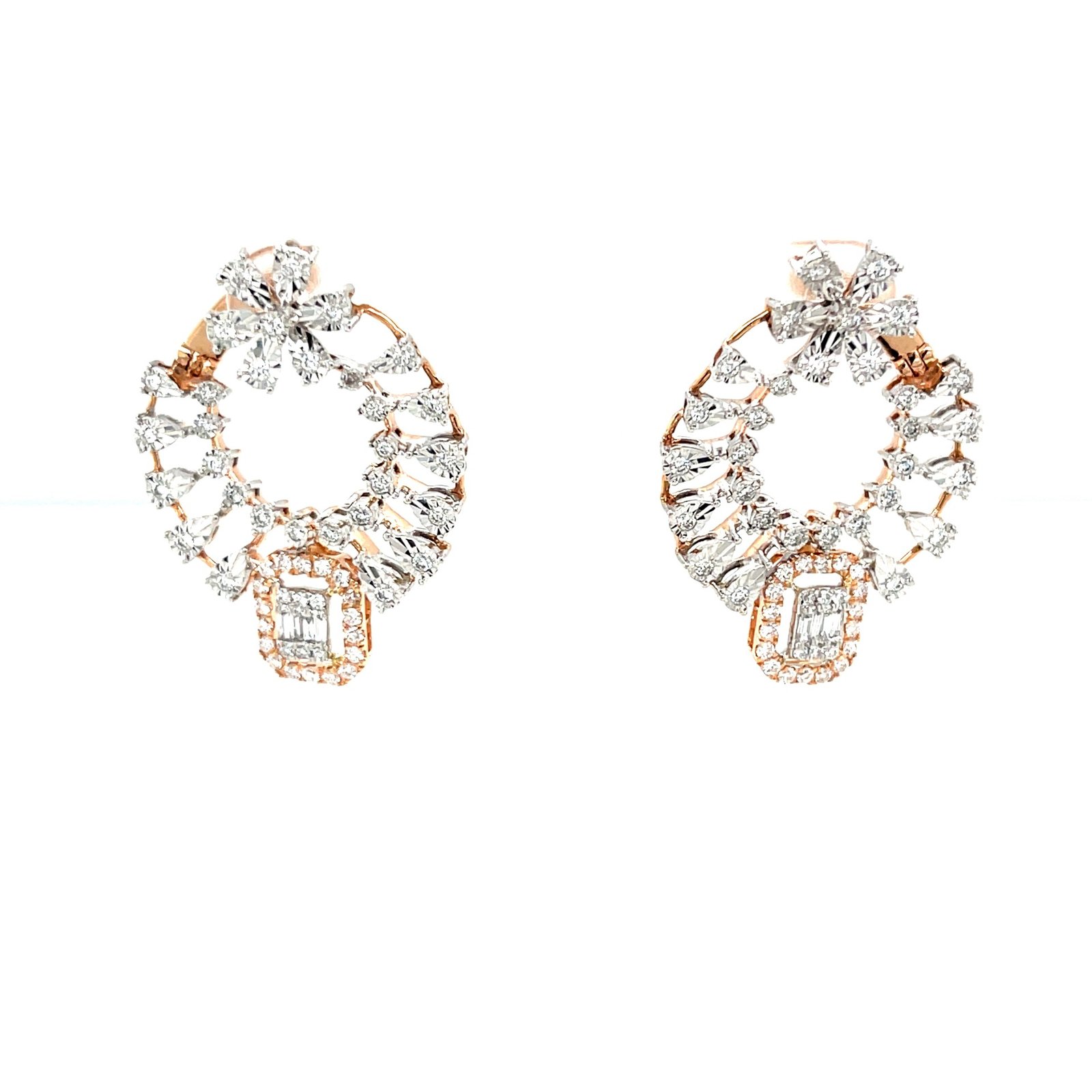 Radiant Diamond Hoop Earrings with...